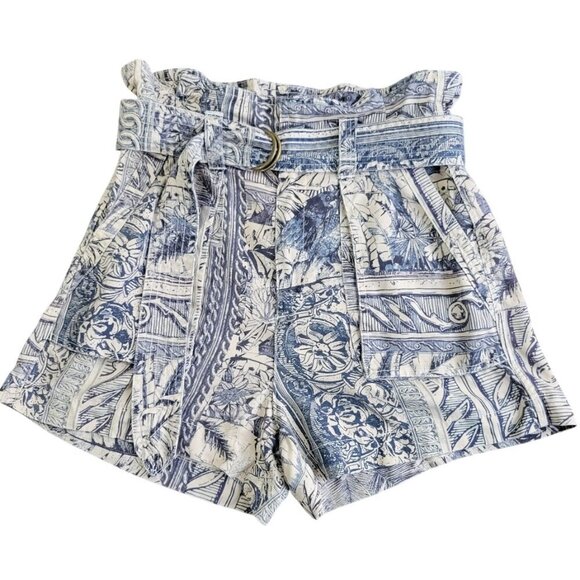 Pam & Gela Pants - Pam & Gela Blue and White Patterned Shorts